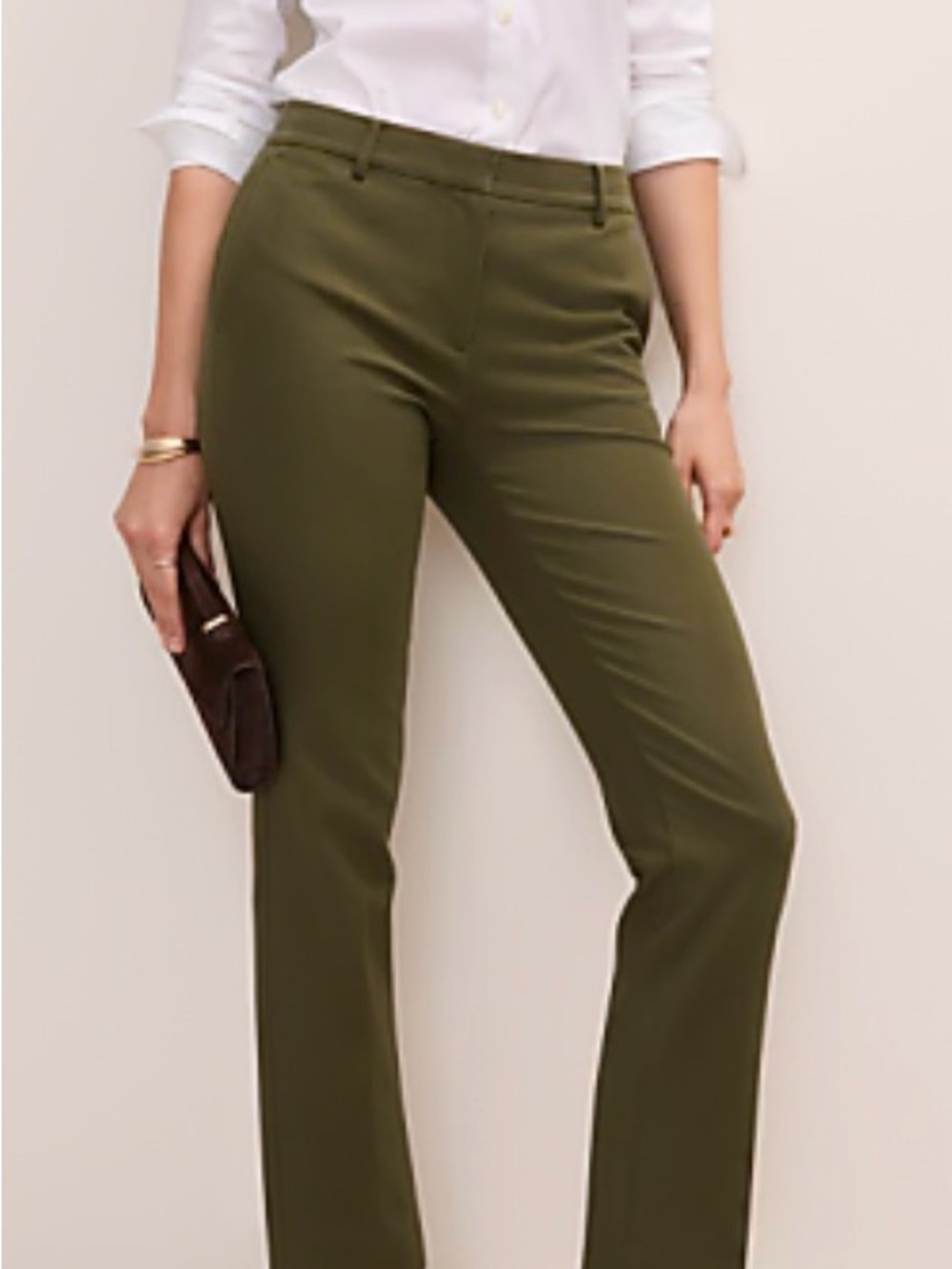 Ann Taylor Factory Olive Straight-Leg Trousers